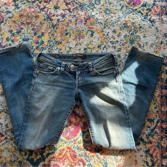 y2k low rise medium wash contrast stitch bootcut jeans by silver - Picture 6 of 6